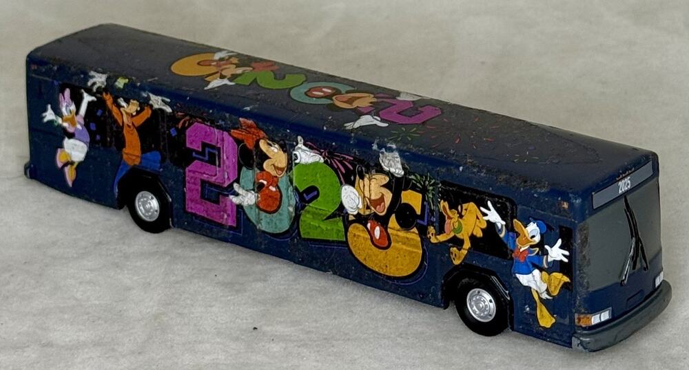HTF 2025 Disney Parks Diecast Bus Transport Dated Mickey Minnie Pluto Donald
